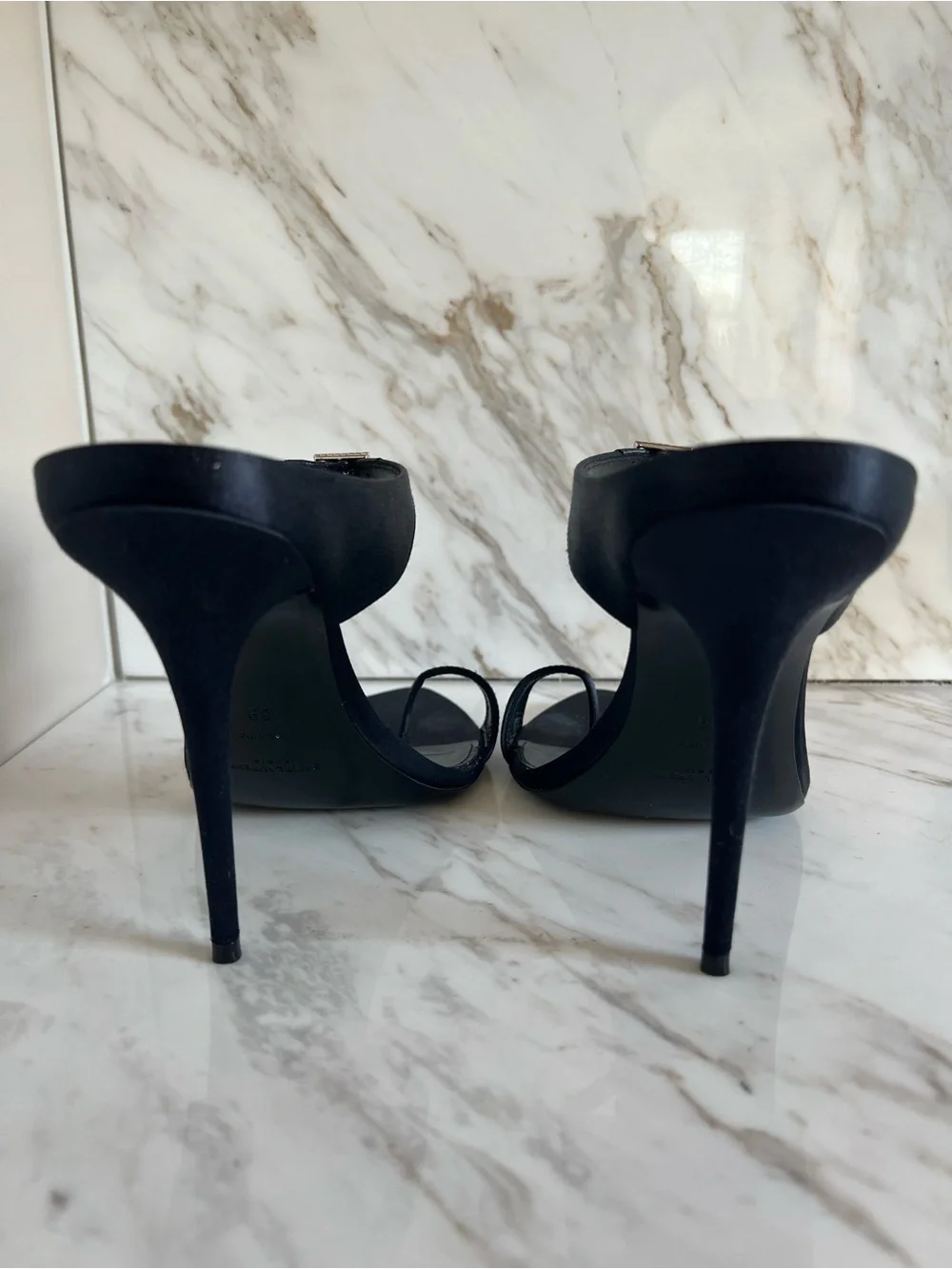Saint Laurent Raso Régale Navy Satin Crystal Heel Stiletto 39 - Picture 5 of 6